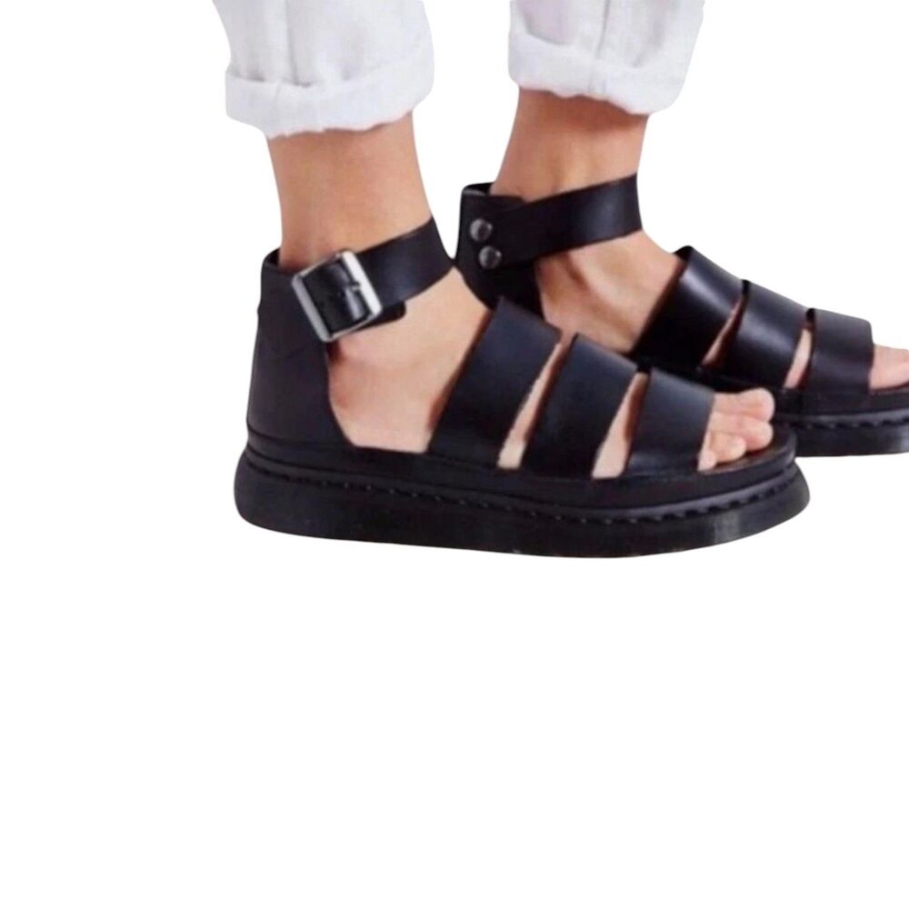 Dr Martens Clarissa II Sandals Shoes Leather Lug Sole Women Black 7